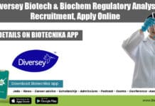 Diversey Biotech & Biochem Regulatory Analyst Recruitment, Apply Online Diversey Regulatory Analyst Job
