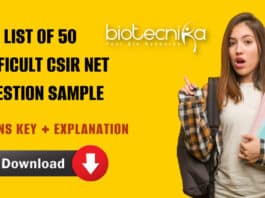 Download List of 50 Difficult CSIR NET Question Sample With Answer Key + Explanation CSIR NET Tough Questions