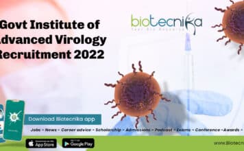 Govt Institute of Advanced Virology – IAV PhD Scientist Position Recruitment 2022 Institute of Advanced Virology Job
