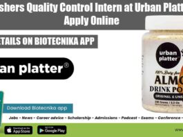 Freshers Internship India Food