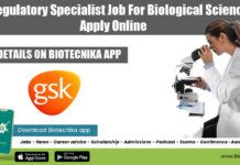 GSK Regulatory Specialist Job For Biological Sciences – Apply Online GSK Biological Sciences Job