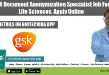 GSK Document Anonymization Specialist Job For Life Sciences, Apply Online GSK Life Sciences Job
