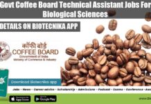 Govt Coffee Board Technical Assistant Jobs For Biological Sciences Govt Coffee Board Jobs