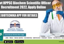 Govt HPPSC Biochem Scientific Officer Recruitment 2022, Apply Online Govt HPPSC Scientific Officer