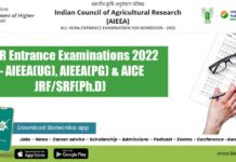 ICAR Entrance Examinations 2022