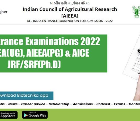 ICAR Entrance Examinations 2022