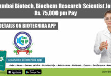 ICT Mumbai Biotech, Biochem Research Scientist Job With Rs. 75,000 pm Pay ICT Mumbai Job 2022