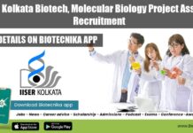 IISER Kolkata Biotech, Molecular Biology Project Assistant Recruitment IISER Kolkata Project Vacancy