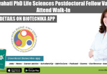 IIT Guwahati PhD Life Sciences Postdoctoral Fellow Vacancy, Attend Walk-In IIT Guwahati PDF Job