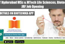 IIT Hyderabad MSc & MTech Life Sciences, Biotech JRF Job Opening IIT Hyderabad Research 2022