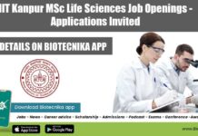 IIT Kanpur MSc Life Sciences Job Openings – Applications Invited IIT Kanpur 2022 Jobs