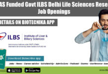 CCRAS Funded Govt ILBS Delhi Life Sciences Research Job Openings ILBS Delhi Research Vacancies