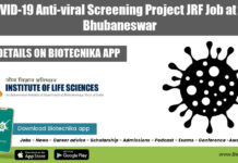 COVID-19 Anti-viral Screening Project JRF Job at ILS Bhubaneswar ILS Project Job 2022