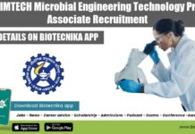 CSIR-IMTECH Microbial Engineering Technology Project Associate Recruitment IMTECH 2022 Job Opening