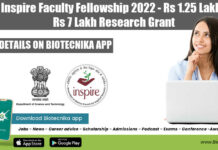DST Inspire Faculty Fellowship 2022 – Rs 1.25 Lakh pm + Rs 7 Lakh Research Grant Inspire Faculty Fellowship 2022