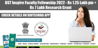  Inspire Faculty Fellowship 2022