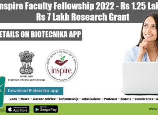  Inspire Faculty Fellowship 2022