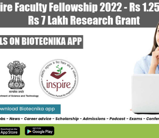  Inspire Faculty Fellowship 2022