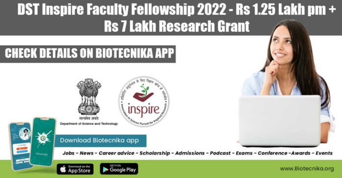  Inspire Faculty Fellowship 2022