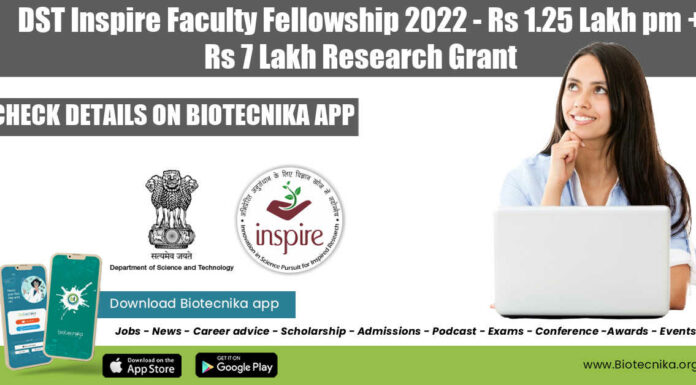  Inspire Faculty Fellowship 2022