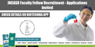 JNCASR Faculty Fellow Jobs