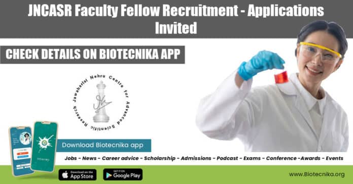 JNCASR Faculty Fellow Jobs