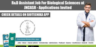 JNCASR R&D Job 2022