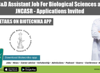JNCASR R&D Job 2022