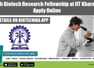MTech Biotech Research Fellowship