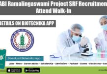 NABI Ramalingaswami Project SRF Recruitment – Attend Walk-In NABI SRF 2022 Job