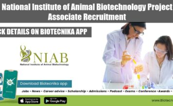 National Institute of Animal Biotechnology Project Associate Recruitment NIAB Research Vacancy