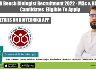 NIB Bench Biologist Vacancy