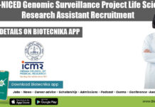 ICMR-NICED Genomic Surveillance Project Life Sciences Research Assistant Recruitment NICED Project Assistant Vacancy