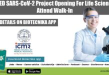 NICED SARS-CoV-2 Project Opening For Life Sciences, Attend Walk-In NICED Project Vacancy Available