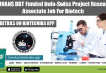 NIMHANS DBT Funded Indo-Swiss Project Research Associate Job For Biotech NIMHANS Research Project Jobs