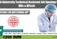 Panjab University Technical Assistant Job Opening For MSc & MTech Panjab University Vacancy 2022