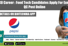 PEPSICO Career : Food Tech Candidates Apply For Executive QC Post Online Pepsico Food Tech Job