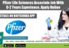 Pfizer Life Sciences Associate Job With 0-2 Years Experience, Apply Online Pfizer Freshers Lifesciences Job