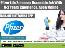 Pfizer Freshers Lifesciences Job