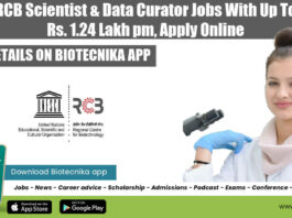 RCB Bioinformatics Jobs 2022