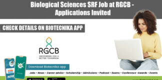 RGCB Biological Sciences SRF