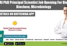 SPRERI PhD Principal Scientist Job Opening For Biotech, Biochem, Microbiology SPRERI Principal Scientist Job