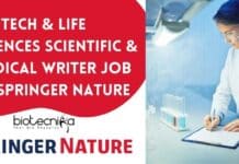 Biotech & Life Sciences Scientific & Medical Writer Job at Springer Nature Springer Nature Medical Writer Job