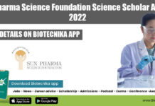 Sun Pharma Science Foundation Science Scholar Awards 2022 Sun Pharma Science Foundation