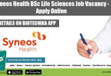 Syneos Health BSc Life Sciences Job Vacancy – Apply Online Syneos Jobs Bengaluru