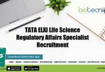 TATA ELXI Life Science Regulatory Affairs Specialist Recruitment TATA Life Science Job