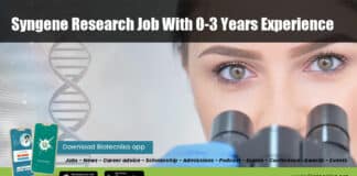 Syngene Biotech Freshers Job