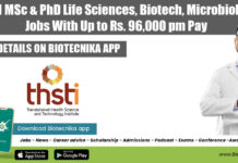 THSTI MSc & PhD Life Sciences, Biotech, Microbiology Jobs With Up to Rs. 96,000 pm Pay THSTI 2022 Vacancies
