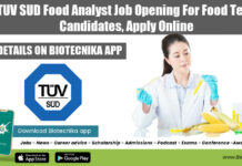 TUV SUD Food Analyst Job Opening For Food Tech Candidates, Apply Online TUV SUD Food Analyst