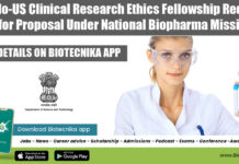 Indo-US Clinical Research Ethics Fellowship Request for Proposal Under National Biopharma Mission all For Proposals 2022